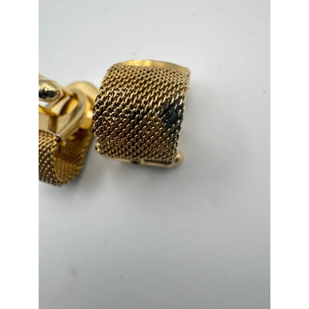 Vintage Anson Cufflinks Mesh Gold Tone Brushed Sunburst MCM